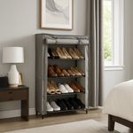 Zapatera de 5 Niveles con Cubierta Gris