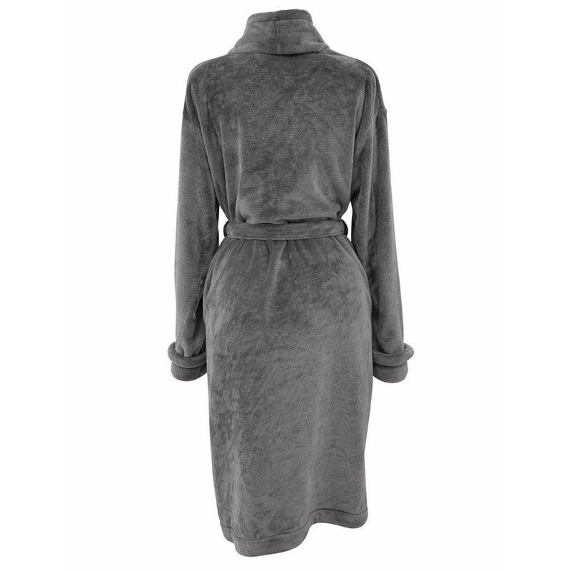 Bata de Franela Color Gris Unitalla