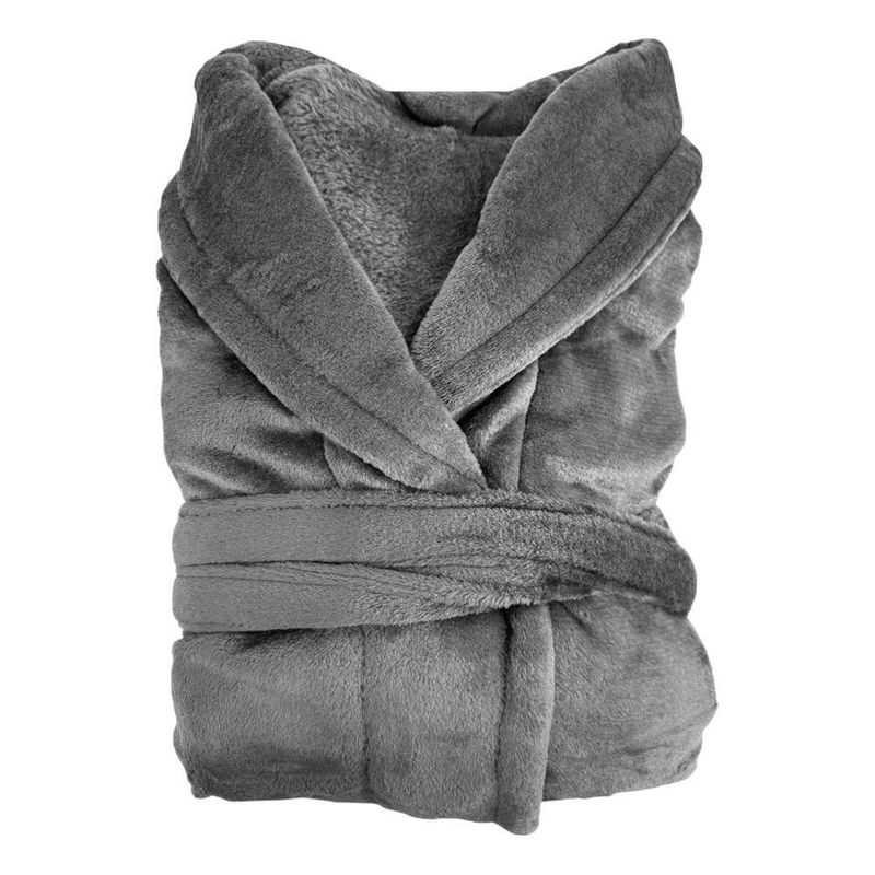 Bata de Franela Color Gris Unitalla