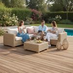 Set Esquinero Lizzy Beige de 4 Pzas Tipo Ratán