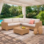 Set Esquinero Lizzy Beige de 4 Pzas Tipo Ratán