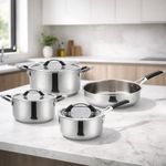 Batería de Cocina Acero Inoxidable 7 Pizas Color Plateado