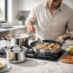 Batería de Cocina Acero Inoxidable 7 Pizas Color Plateado
