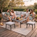 Set Esquinero Gris de 5 Piezas con Mesa