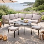 Set Esquinero Gris de 5 Piezas con Mesa