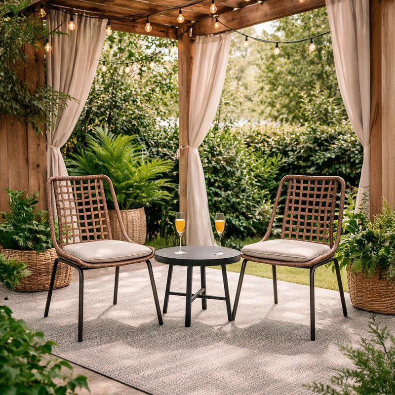 Set de Mesa y Sillas Kathy Tipo Bistro Color Café