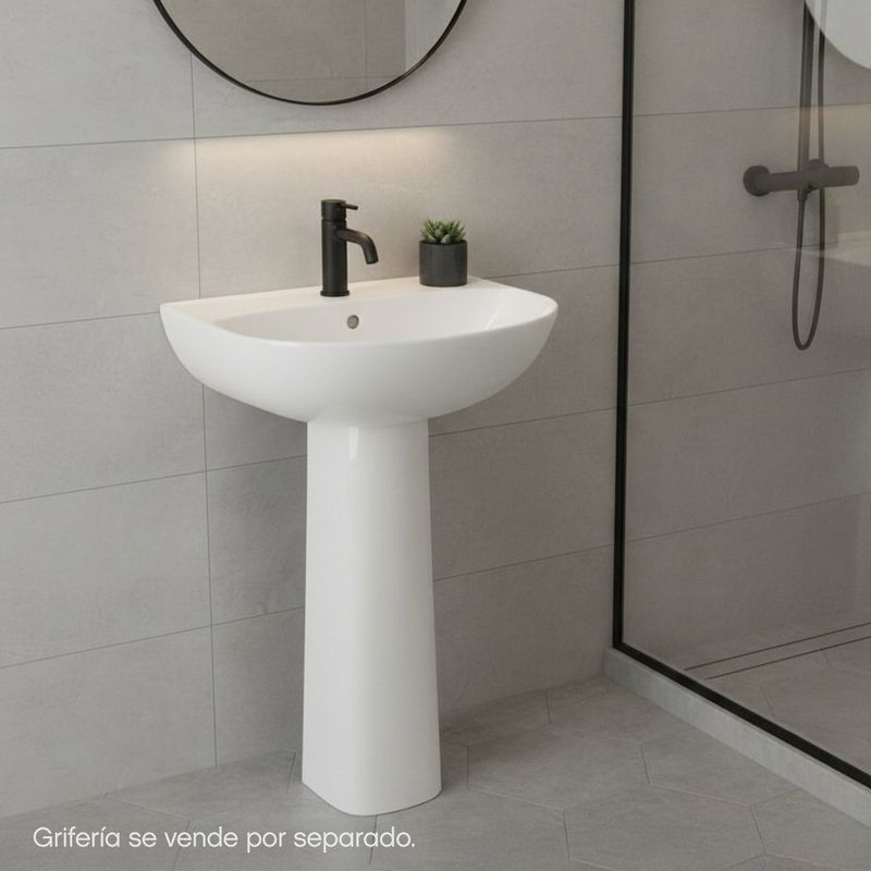 Lavamanos con Pedestal Manantial Cerámico Color Blanco