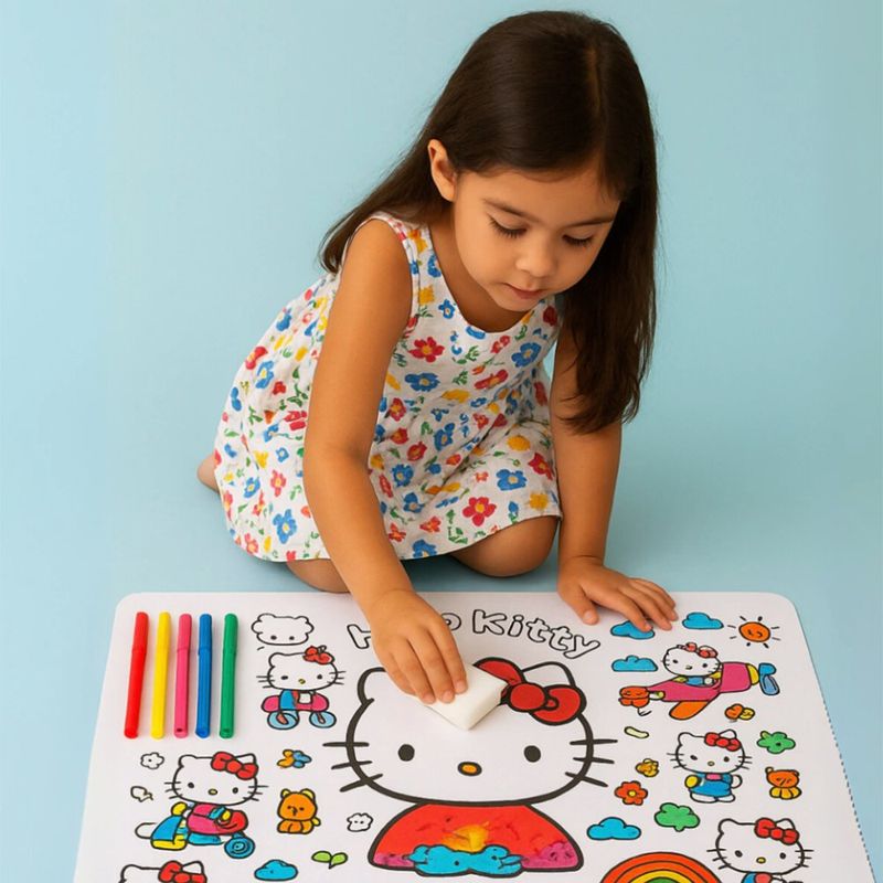 Hello Kitty Tapete para Colorear con Marcadores Lavables