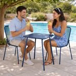 Set de Exterior de Metal Mati Azul 3 Pzas