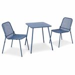 Set de Exterior de Metal Mati Azul 3 Pzas