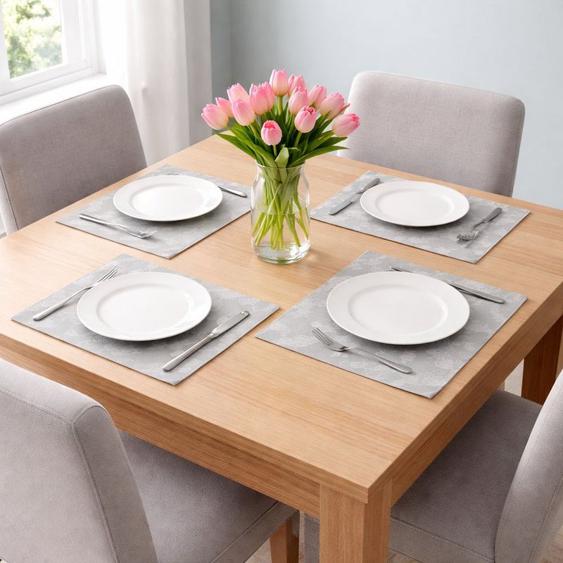 Individual Rectangular para Mesa Diseño Floral de 30 x 43 cm Color Gris