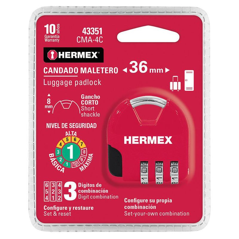 Candado Maletero de Combinación 36 mm