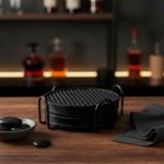 Set de 6 Porta Vasos Negros Antideslizantes con Base Metálica