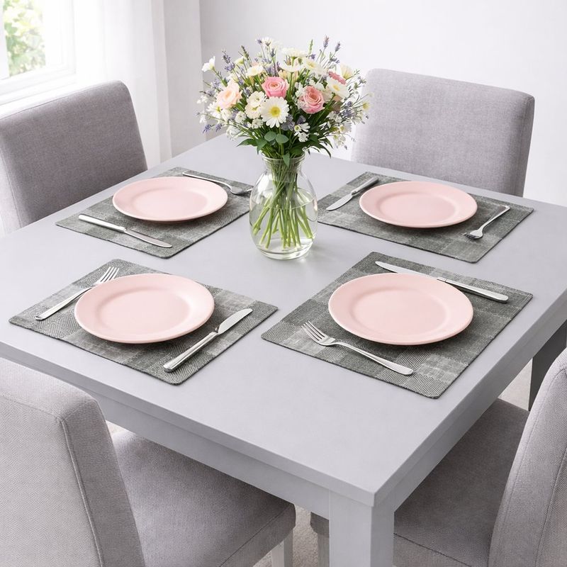 Individual Rectangular para Mesa Diseño Cuadros de 30 x 43 cm Color Gris