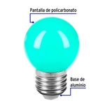 Bombilla LED de 1W G45 Tipo Globo Verde Pequeña