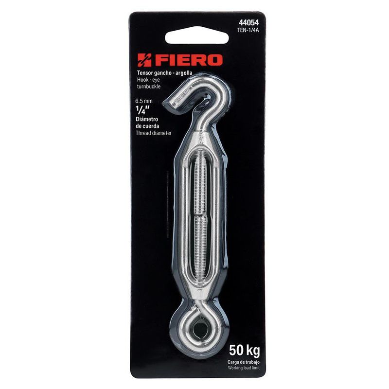 Tensor de Zinc Gancho-Argolla 1/4 Plg