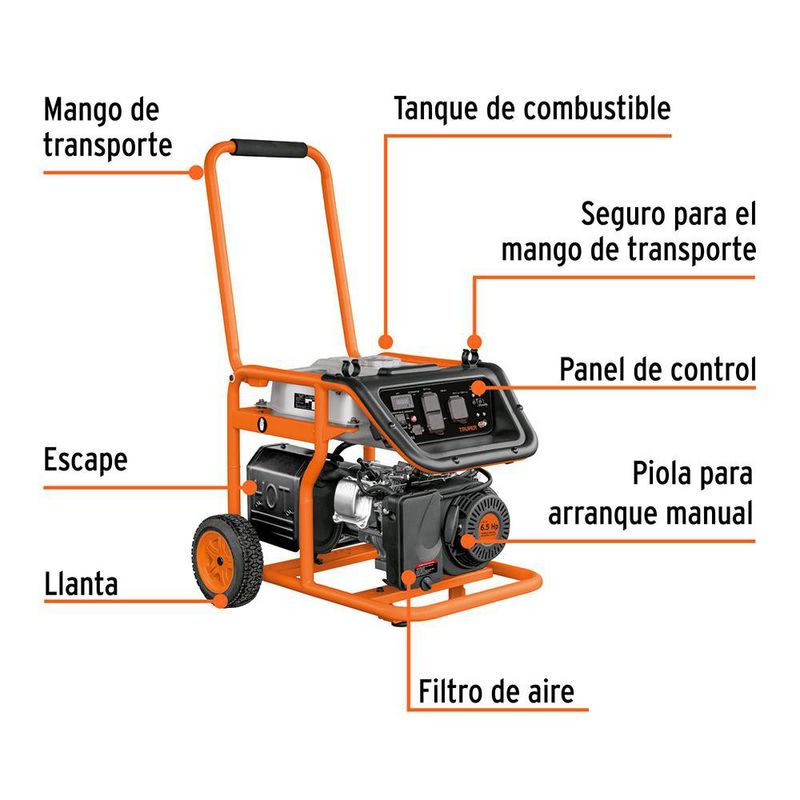 Generador Eléctrico Portátil a Gasolina de 2500 W
