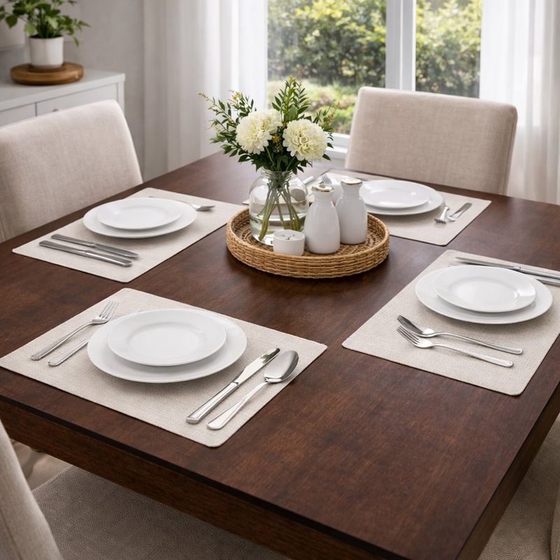 Individual Rectangular Textura Tipo Lino para Mesa de 30 x 43 cm Color Beige