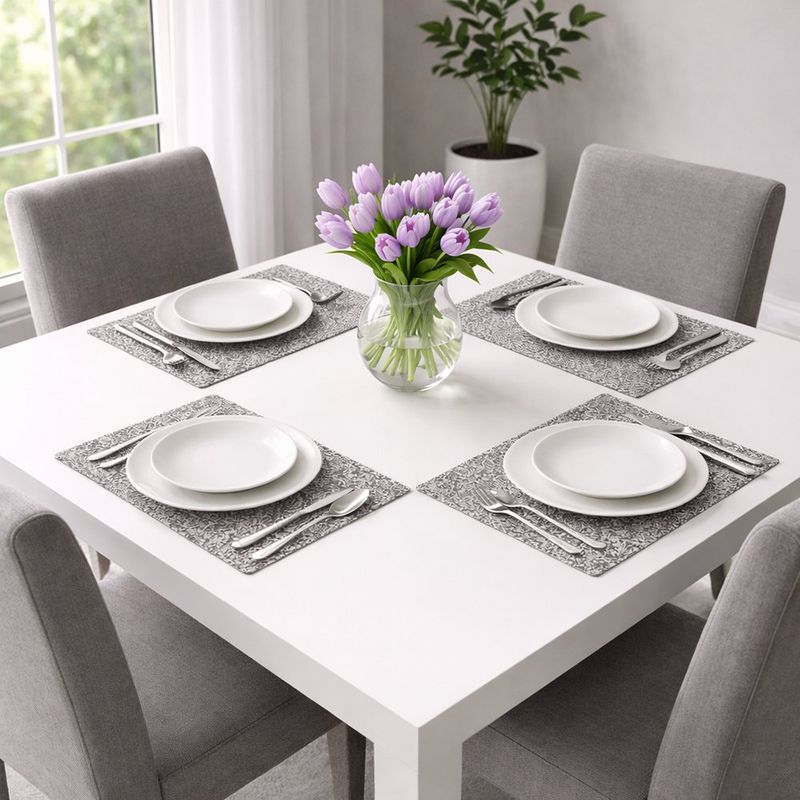 Individual Rectangular para Mesa Diseño Granito de 30 x 43 cm Color Gris Claro