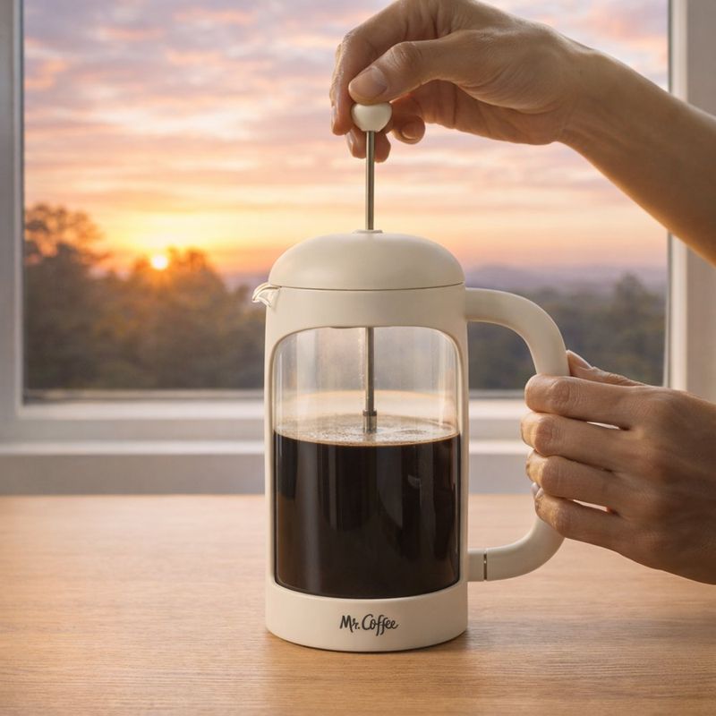 Prensa Francesa Retro Brew Color Blanco Hueso de 31 Oz