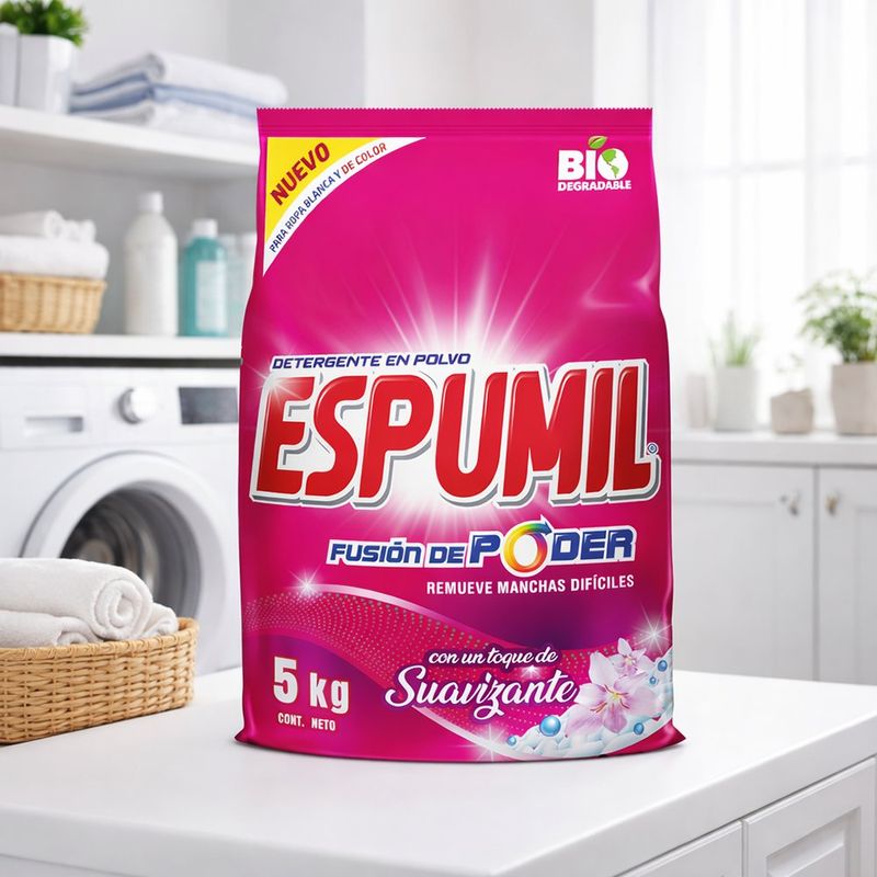 Detergente para Ropa Espumil en Polvo Fusión Poder con Suavizante de 5 kg