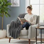 Throw Decorativo de 127 x 152 cm con Textura Suave Gris Obscuro