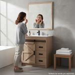 Vanity de Piso con Lavamanos y Espejo Color Café