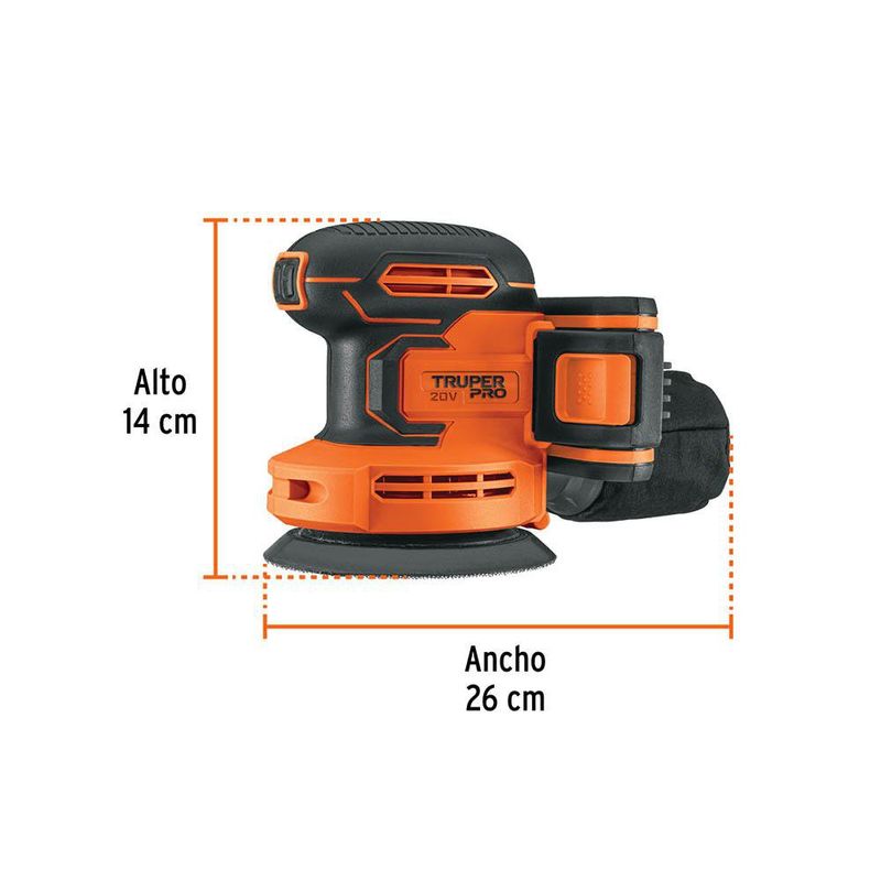 Lijadora Roto Orbital Inalámbrica de 5 Plg 20 V