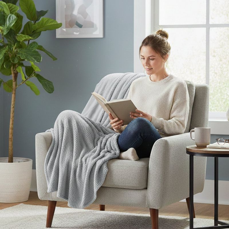 Throw Decorativo de 127 x 152 cm con Textura Suave Color Gris