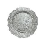 Plato Base de 33 cm con Diseño Decorativo Texturizado Color Plateado