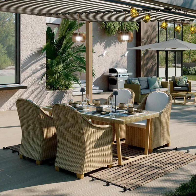 Mesa de Jardín Rectangular Medena de Aluminio y Ratán de 200 x 100 x 74 cm