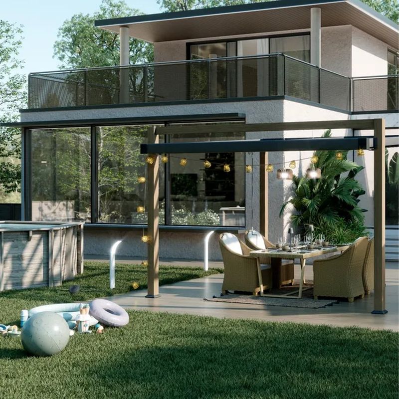 Mesa de Jardín Rectangular Medena de Aluminio y Ratán de 200 x 100 x 74 cm