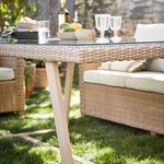 Mesa de Jardín Rectangular Medena de Aluminio y Ratán de 200 x 100 x 74 cm