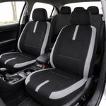 Cubre Asiento para Auto de Tela Negro con Líneas Grises