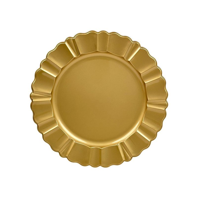 Plato Base de 33 cm con Diseño Ondulado Color Dorado