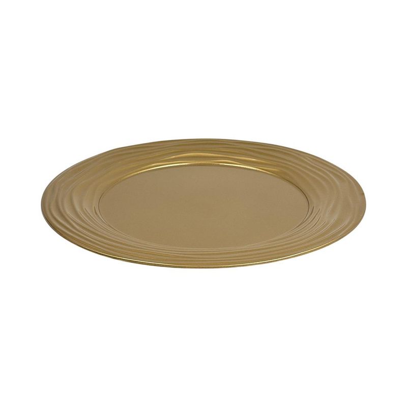 Plato Base de 33 cm con Diseño Texturizado Color Dorado