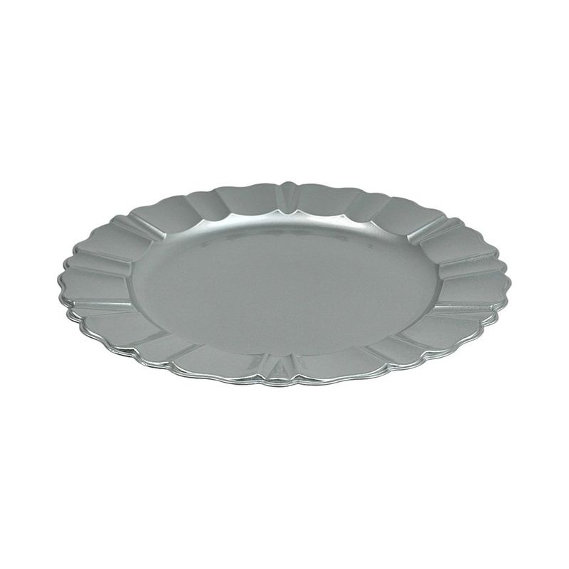 Plato Base de 33 cm con Diseño Ondulado Color Plateado