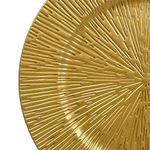 Plato Base de 33 cm con Diseño Solar Texturizado Color Dorado