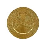 Plato Base de 33 cm con Diseño Solar Texturizado Color Dorado