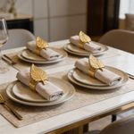 Set de 4 Anillos para Servilleta con Diseño de Hojas Color Dorado