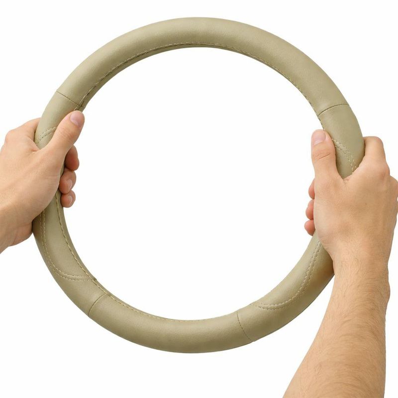 Cubre Volante para Auto Custom Grip de Cuero Sintético Beige de 39 cm
