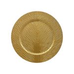 Plato Base de 33 cm con Diseño Lineal Texturizado Color Dorado