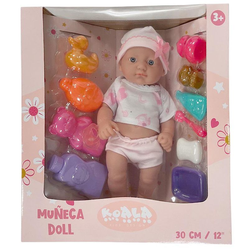 Muñeca Bebé con Accesorios 12 Plg Color Rosa