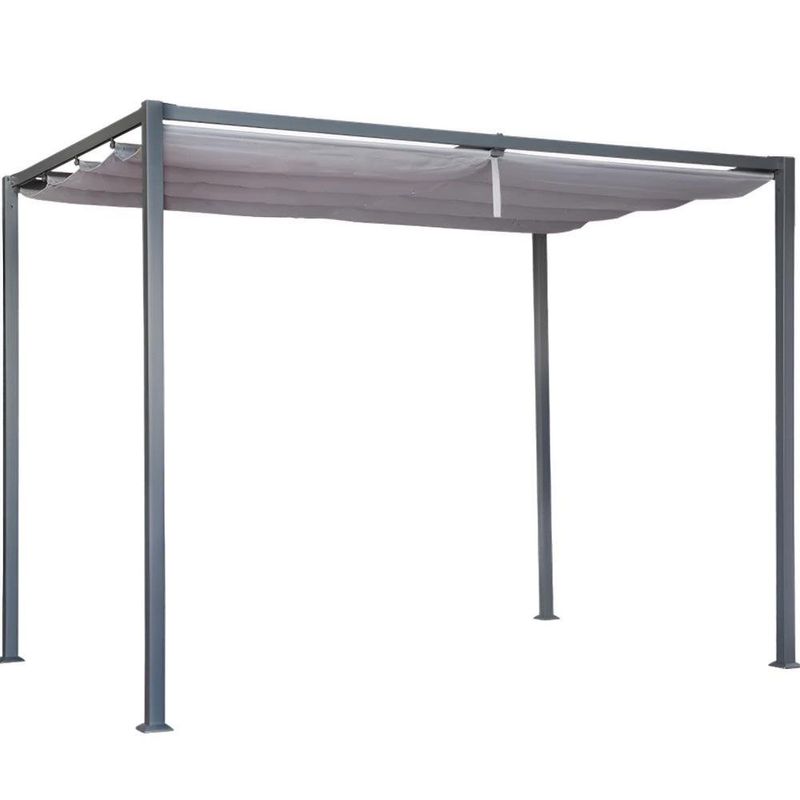Pérgola de Acero y Aluminio Horali Color Gris Antracita de 297 x 297 Cm