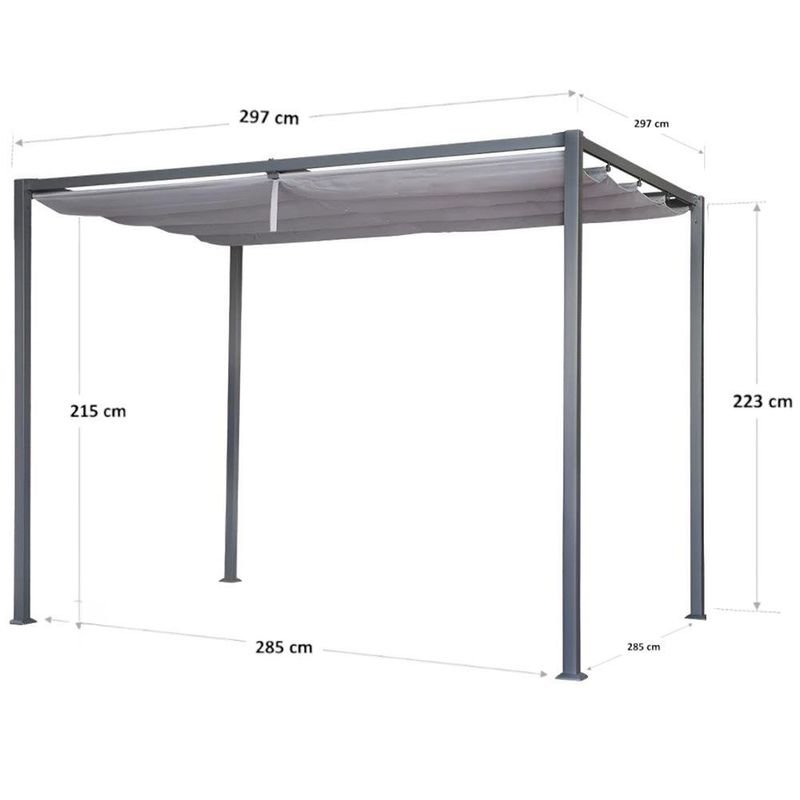 Pérgola de Acero y Aluminio Horali Color Gris Antracita de 297 x 297 Cm