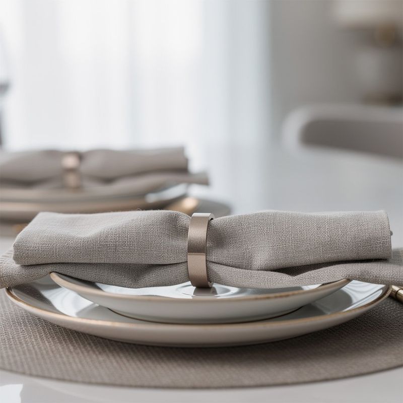 Set de 4 Anillos para Servilleta Minimalistas Color Plateado