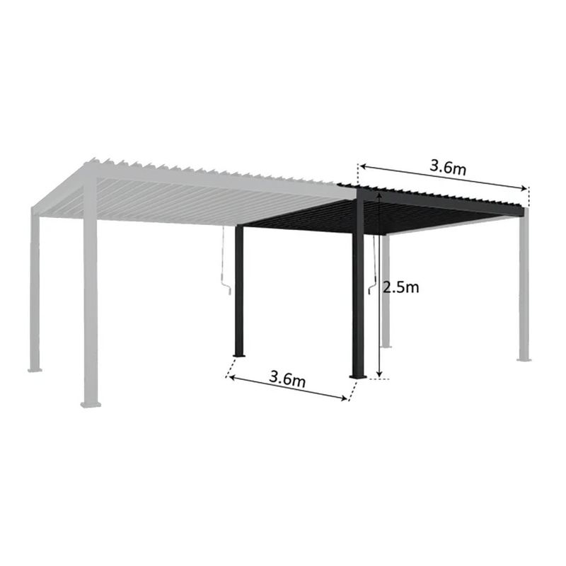 Extensión para Pérgola Bioclimática Modus de Aluminio Color Gris de 360 x 360 Cm