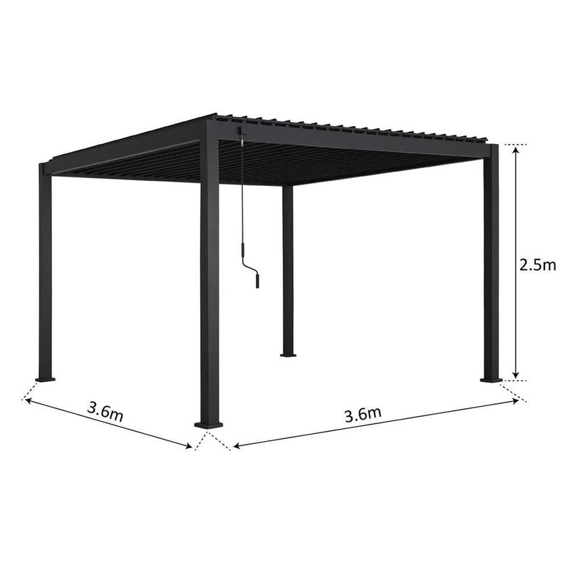 Pérgola Bioclimática Modus de Aluminio Color Gris 3.6 x 3.6 x 2.5 Metros