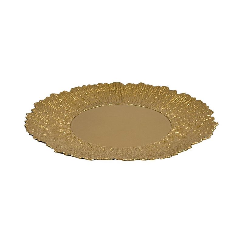 Plato Base de 33 cm con Diseño Decorativo Texturizado Color Dorado