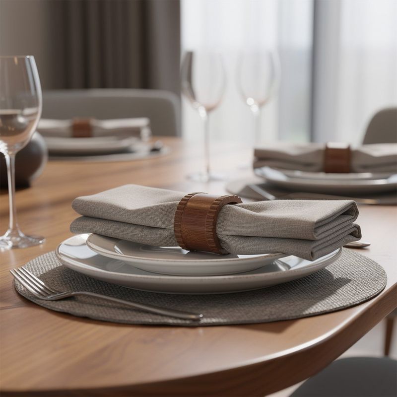 Set de 4 Anillos para Servilleta con Diseño Texturizado Color Bronce